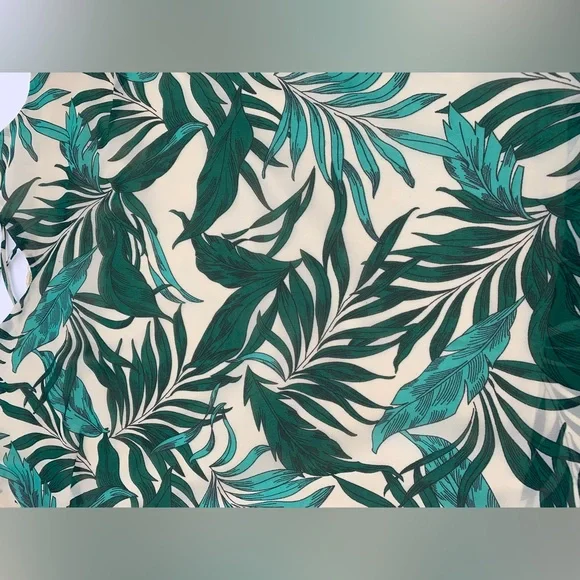 Japna Tan & Green Tropical Leaf Crisscross Tank Top size Medium - Picture 2 of 5